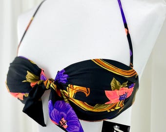 Vintage NWT 1990s La Blanca Floral Bikini Top M