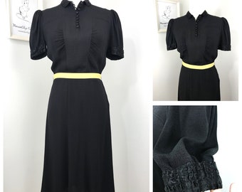 Vintage 1930s Rayon Crepe Land Girl Day Dress