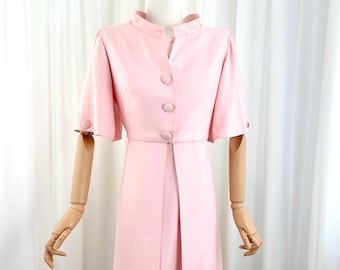 Vintage 1950s-60s Baby Pink Emma Domb Designer Dress and Jacket Set M L
