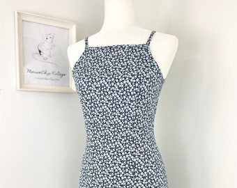 Vintage 1990s Byer Too! Stretch Cotton Ditsy Floral High Neck Mini Dress