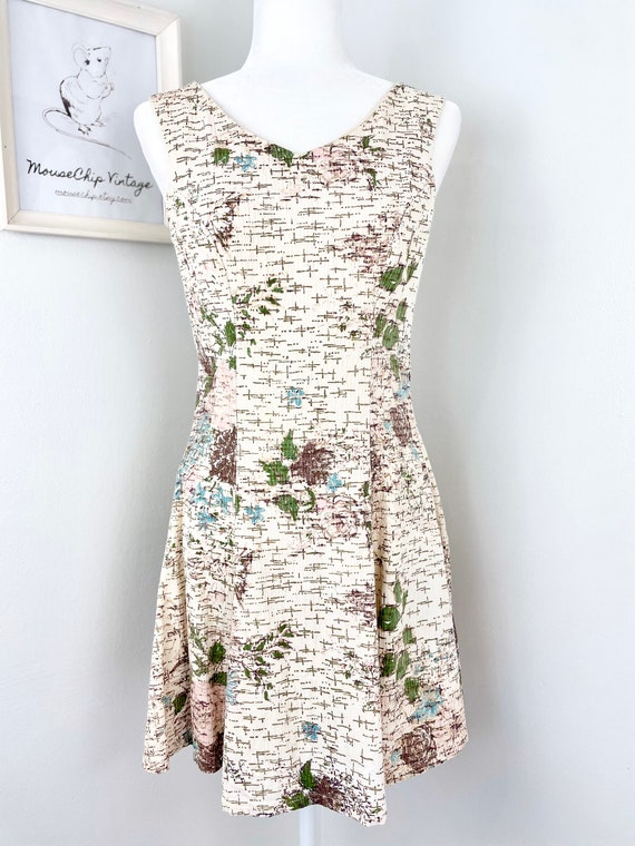 Vintage 1960s-70s Backless Textured Floral Barkcl… - image 2