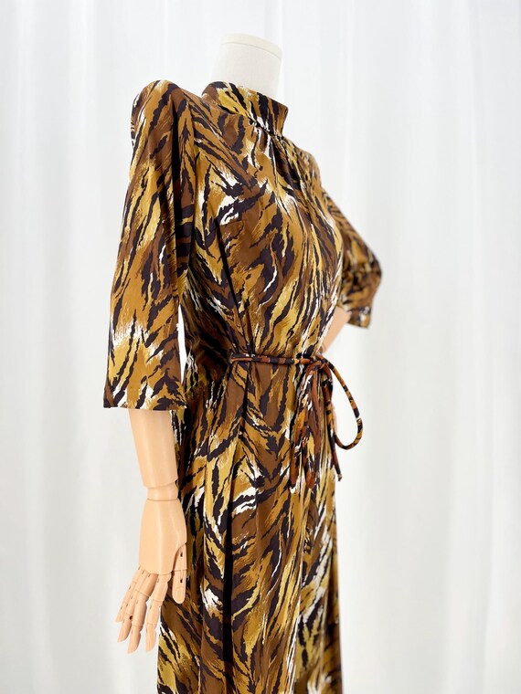Vintage 1960s Killer Slinky Tiger Print Lounge Jumpsuit S-M View 6