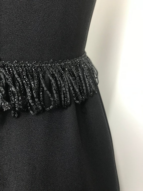 Vintage 1960s Black Rayon Crepe Column Dress with… - image 5