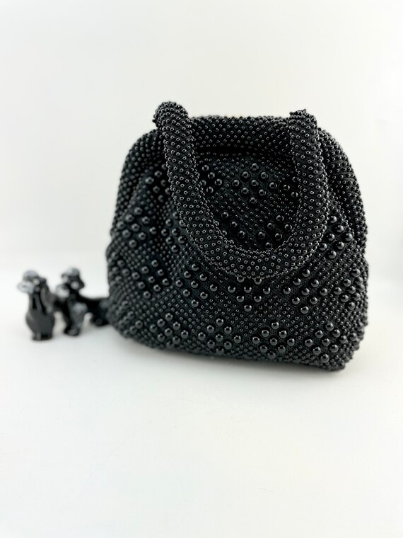 Vintage 1960s Black Bobble Candy Dot Beaded Kiss-lock  display picture 1