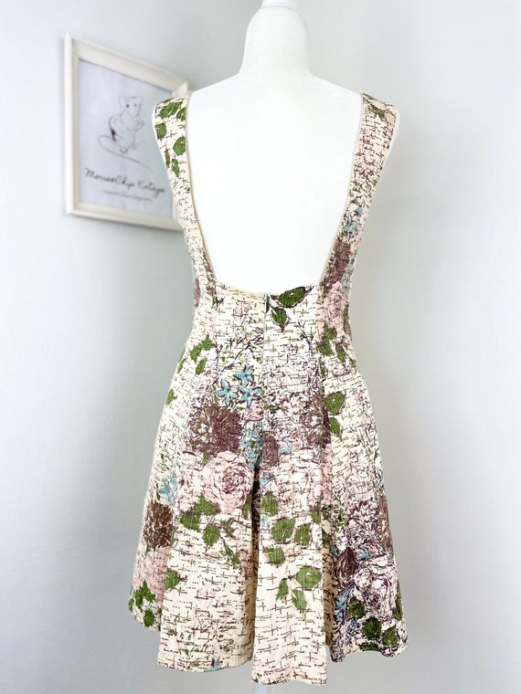 Vintage 1960s-70s Backless Textured Floral Barkcl… - image 6