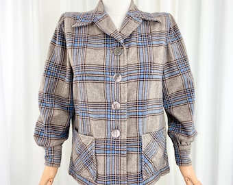 Vintage 1950s Pendleton Soft Wool Plaid 49er Jacket S M