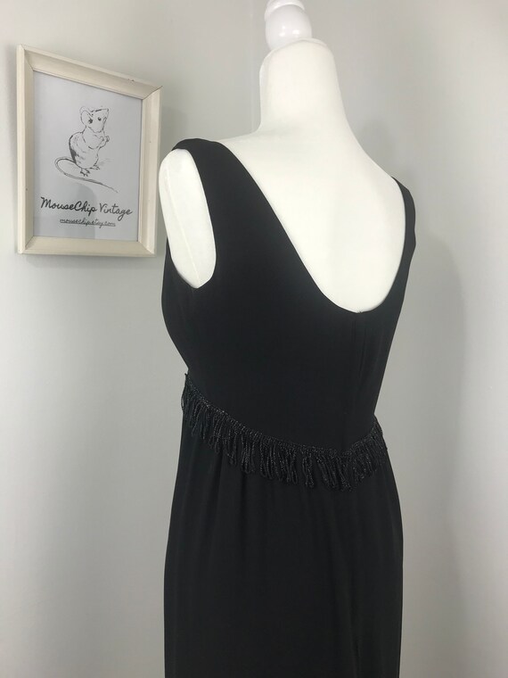 Vintage 1960s Black Rayon Crepe Column Dress with… - image 3