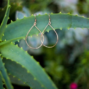 Minimal Jewelry, Silver and copper Love hoop earrings image 2