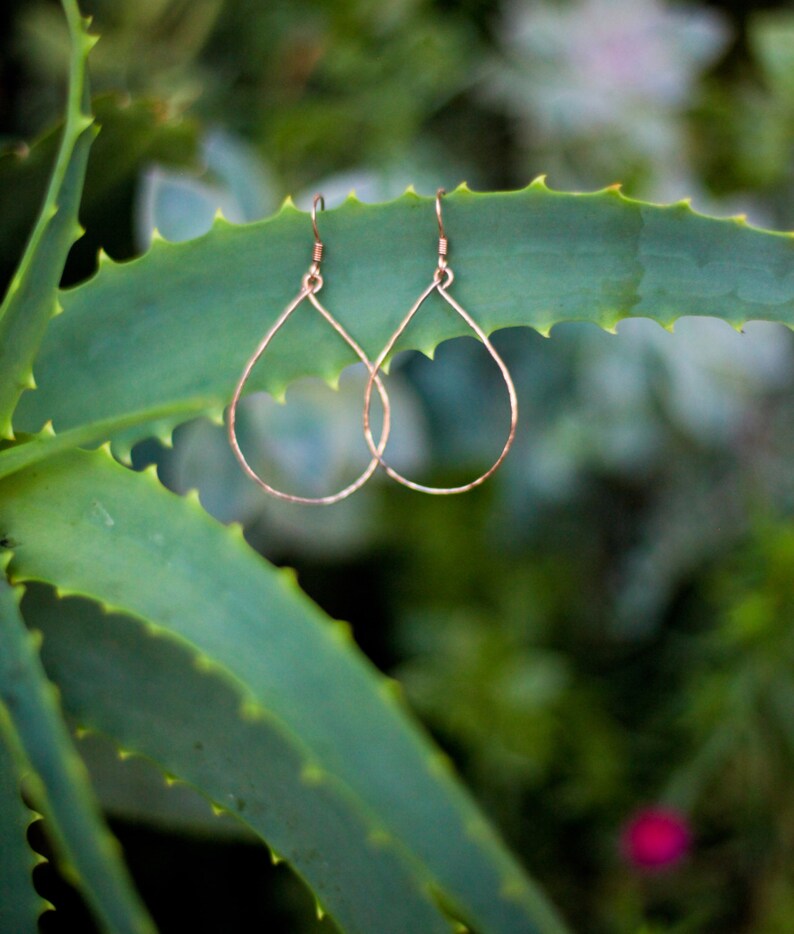 Minimal Jewelry, Silver and copper Love hoop earrings image 2
