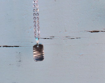 Minimal jewelry, Hand stamped silver Rail necklace