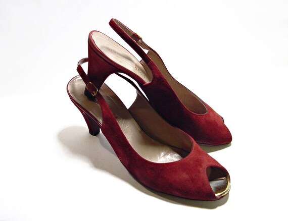 burgundy slingback pumps