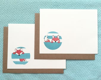 Foxes - A2 Printable Flat Baby Cards (2 Card Designs)