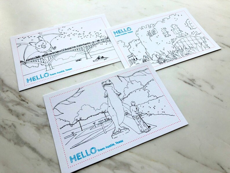 Hello from Austin Austin Sights Printable Postcards Includes 3 Designs zdjęcie 9