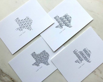 Bonjour d'Austin - Tribal Print Texas - Cartes postales imprimables (comprend 4 motifs)