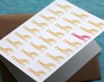 Notes du zoo - Girafes - Carte de bébé imprimable A7