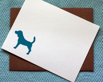 Beagles - Teal - A2 Printable Flat Dog Stationery