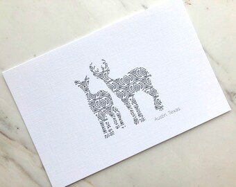 Hello from Austin - Tribal Print Deer - Printable Postcards (Includes 1 Design)