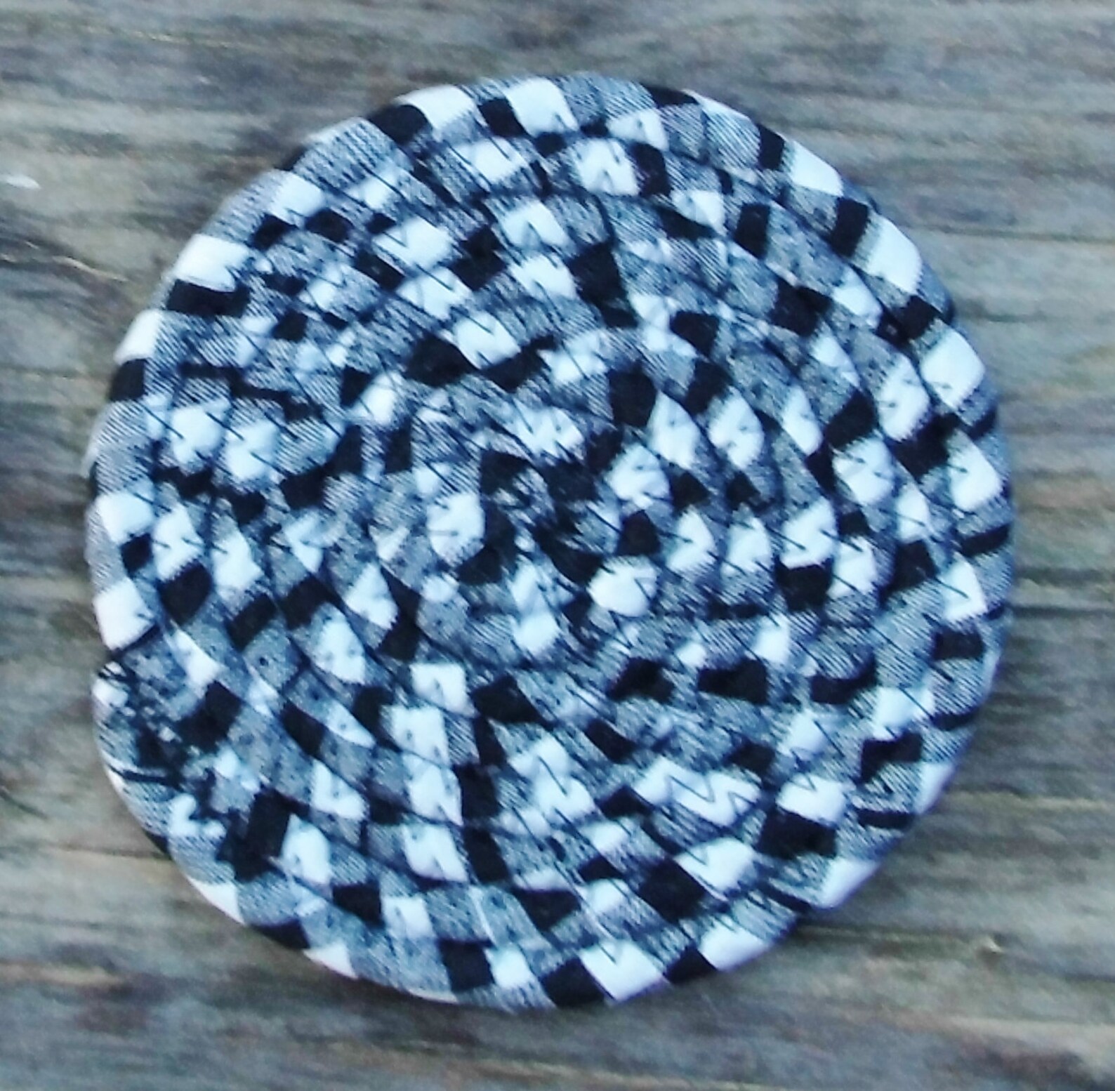Black and White Coiled Fabric Coasters Set of Four Etsy
