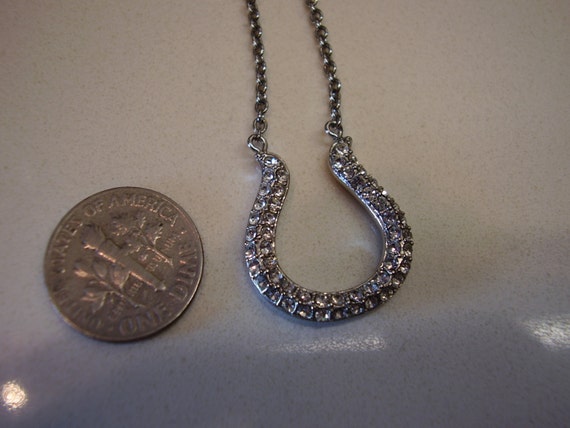 Vintage Silver Horse Shoe Shaped Pendant with Cub… - image 3