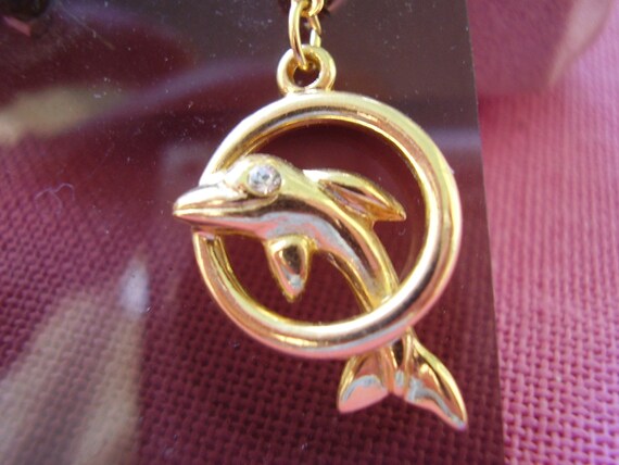 Vintage Gold Tone Dolphin Earrings - image 2