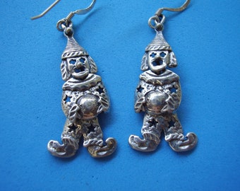 Vintage Sterling Silver Articulated Clown Earrings