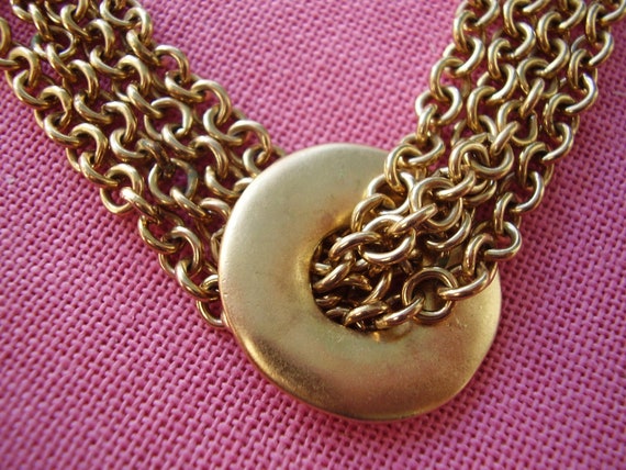 Vintage Multi Chain Gold Tone Necklace - image 4