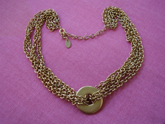 Vintage Multi Chain Gold Tone Necklace - image 1