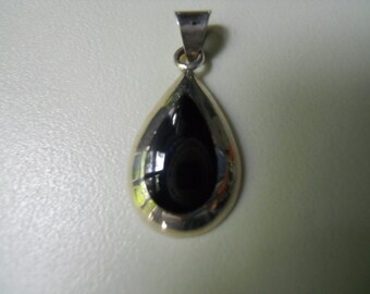 Vintage Black Onyx Sterling Silver Pendant