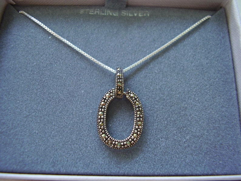 Sterling Silver Marcasite Necklace image 1