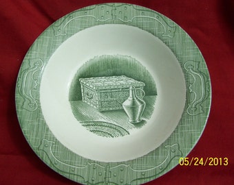 Vintage Large  Bowl with Green Pattern