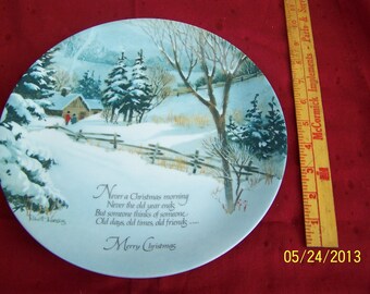 Vintage Porcelain Decrative Christmas Wall Plate- Winterscene Series