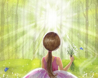 Springtime Magic - Wall Art Print - Customizable Hair Color