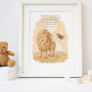 Children&#39;s Wall Art - The Girl Who is Strong and Courageous- Wall Art for Girls - Customizable Hair Color and Text Option