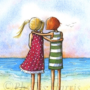 Forever Friends art print - Sisters- Customizable hair color