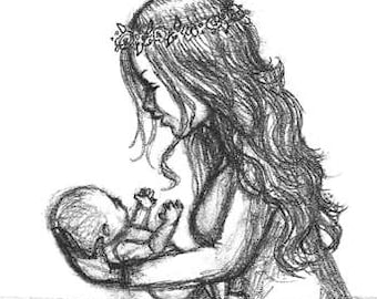 Mother and child art print - Gift for Mothers