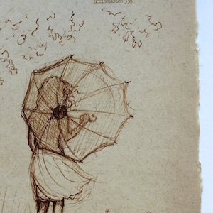 Vintage Inspired Sketch on Handmade Paper - Available with or without the quote