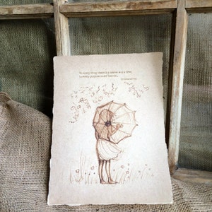 Vintage Inspired Sketch on Handmade Paper Available with or without the quote image 3