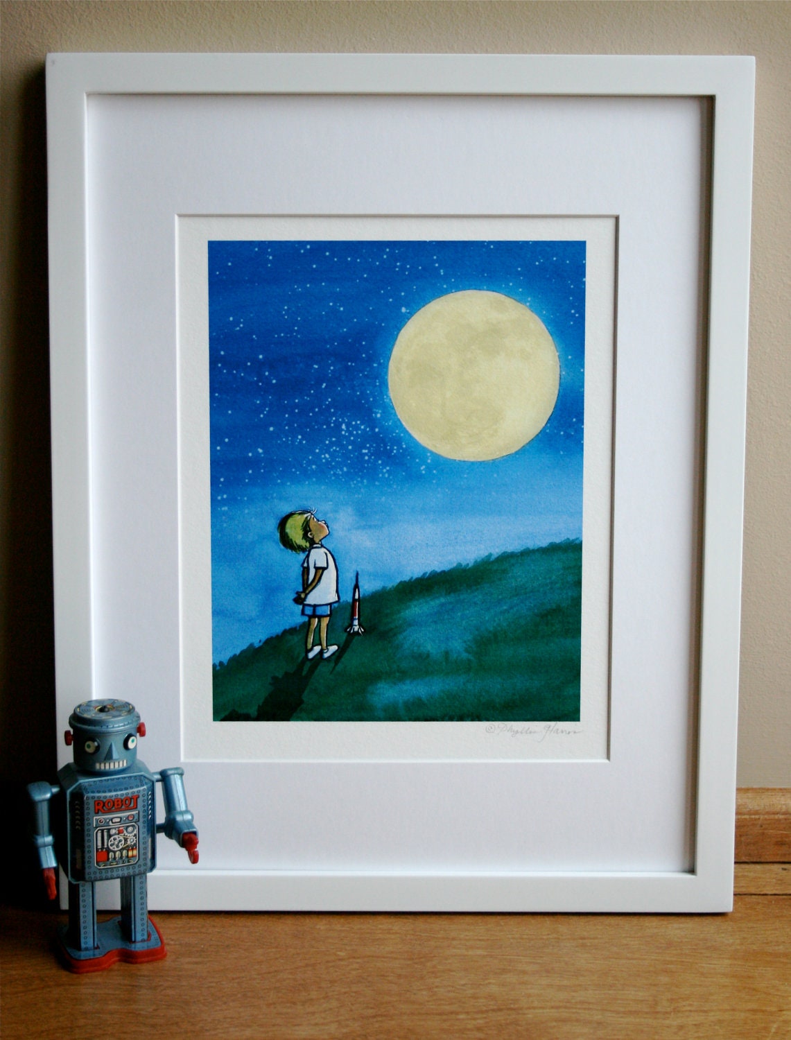 Children's Wall Art Print Little Girl and the Man in the Etsy