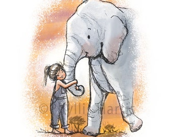 Elephant Girl - Elephant Art Print