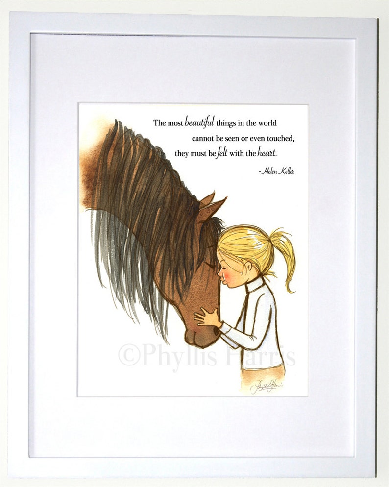 Girl's Horse Wall Art Customizable Hair Color offered with or without text Equestrian image 2