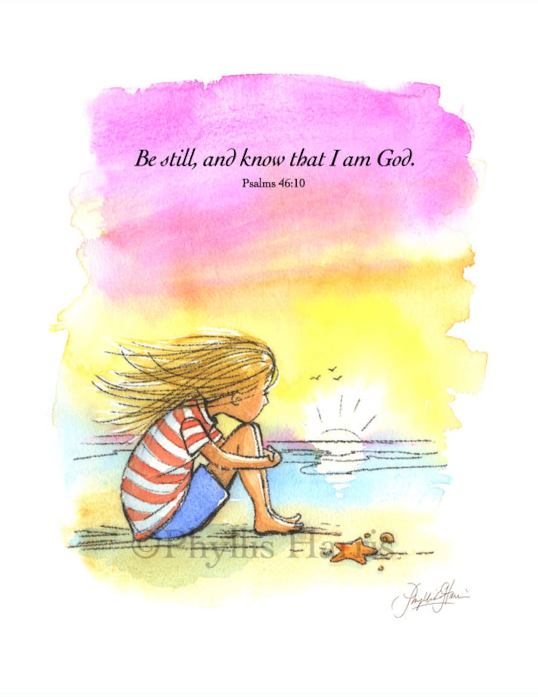 Inspirational Wall Art Be Still and Know That I Am God Beach Art Decor
