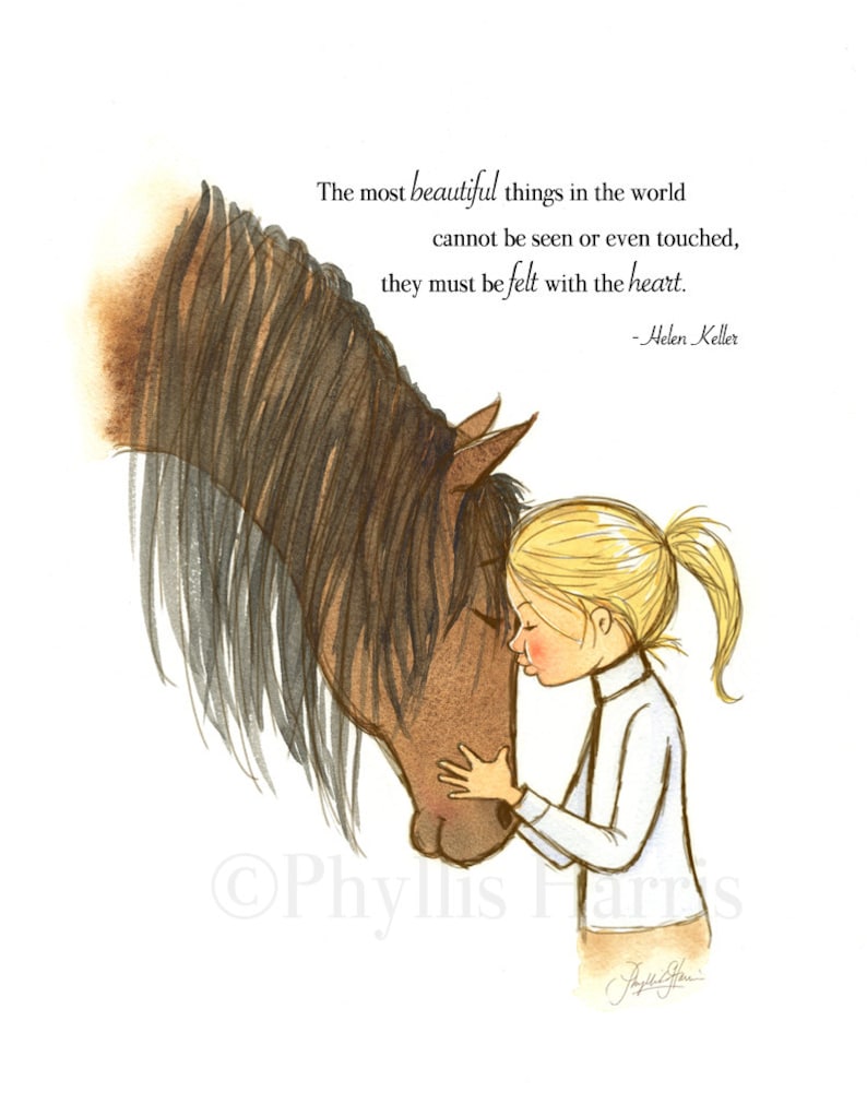 Girl's Horse Wall Art Customizable Hair Color offered with or without text Equestrian image 1