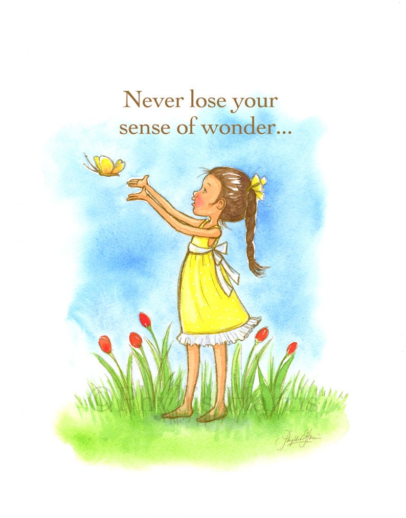 Children's Wall Art Never Lose Your Sense of Wonder Custom Hair color image 1