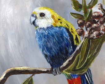 Bird Painting -  Art - Pale Headed  Rosella - SFA - Wildlife -  Original hand painted Australian acrylic painting - Realistic