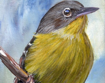 Magnolia Warbler ACEO / Bird Art / Original  Bird Acrylic ACEO bird painting / Wildlife Art / Realistic Bird