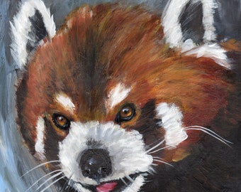 Red Panda / wildlife / Animal /  SFA / Original hand painted acrylic wildlife painting / Realistic art