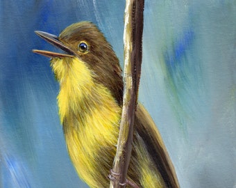 Bird Painting -  Art - Melodious Warbler - SFA - Wildlife Painting -  Original hand painted bird acrylic painting  - Realistic Bird