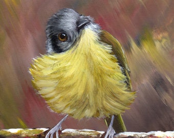 Bird Painting -  Art -  Ashy Headed Tyrannulet - SFA - Wildlife Painting -  Original hand painted bird acrylic painting  - Realistic Bird