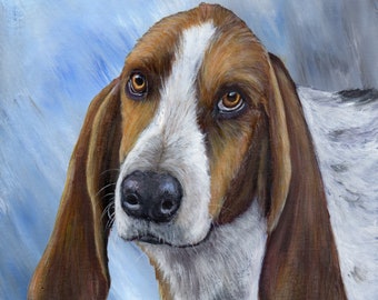 Basset Hound / Dog / Animal /  SFA / Original hand painted acrylic animal painting / Realistic animal /