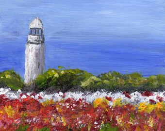 Landscape Painting - Australian Landscape - Lighthouse- SFA - Original acrylic painting - Flowers